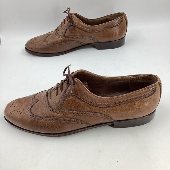 Vtg Mario Bruni Men\'s Jets Brown Leather Oxfords Dress Shoes Made in Italy Sz 11 main image 5